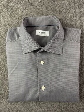 ETON Slim Mens Long Sleeve Dress Shirt Size 44-17.5 Gray